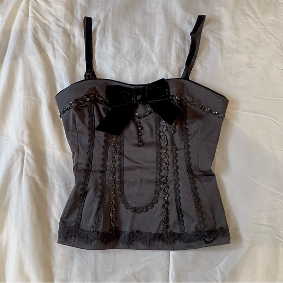 Tripp nyc Tops - Black Gothic Burlesque Velvet Lace Beaded Corset